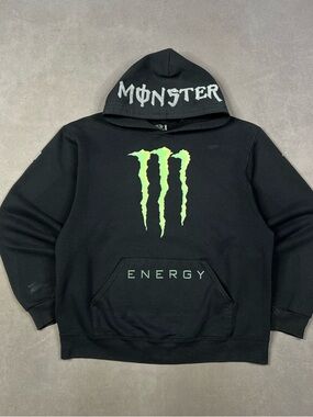 Monster Y2K Black Hoodie with Neon Green Monster Logo